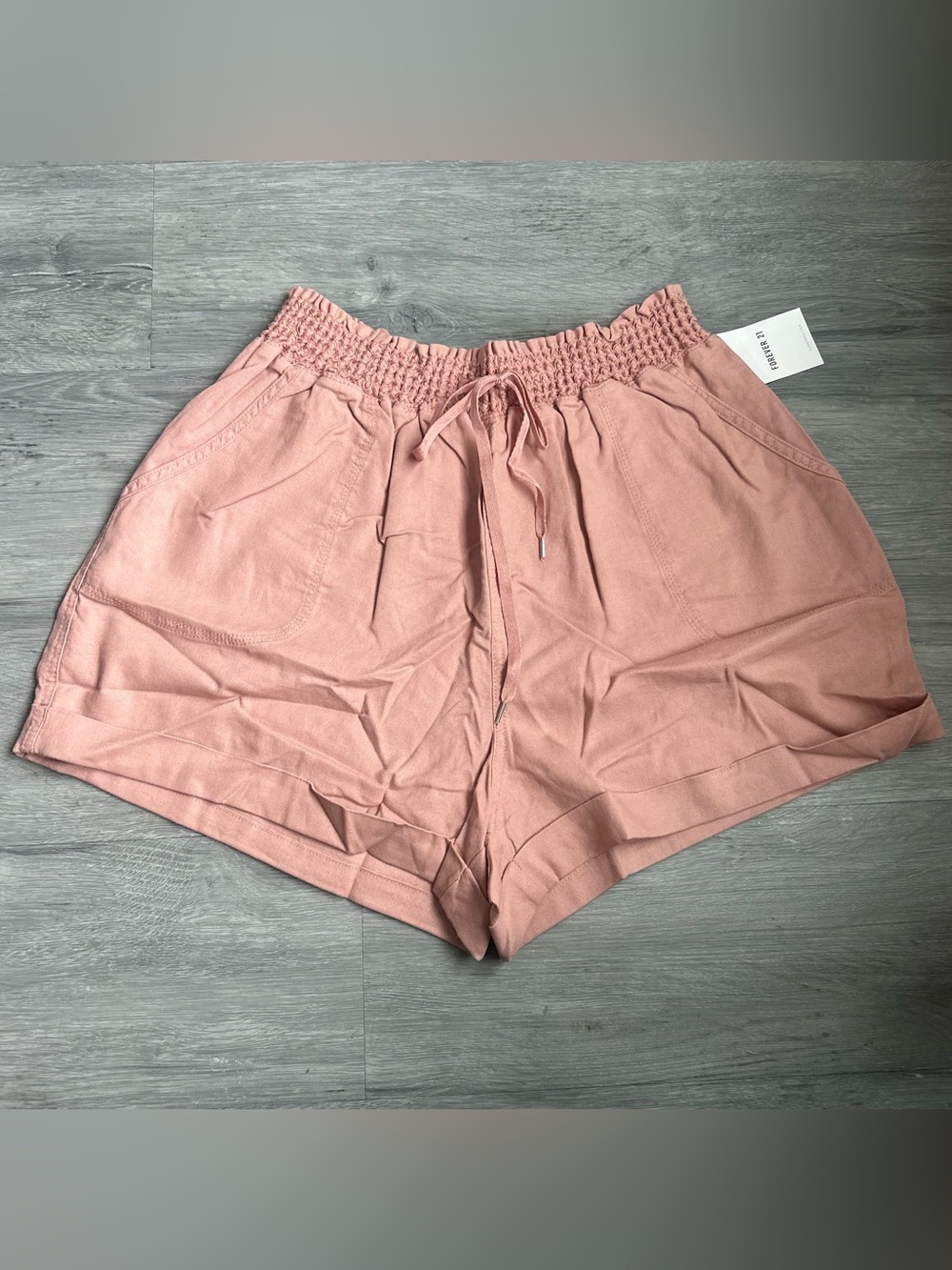 Forever 21 Casual Shorts Women's 1X Pink Elastic Waist Drawstring Pockets
